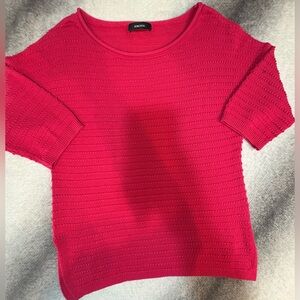 (B1) Dokotoo Pink Open Weave Knit 3/4 Sleeve Casual Sweater Top S